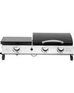Plancha de gas con tapa "rasio" - 7,5 kw - 3 fuegos - negra