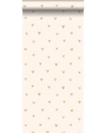 Walls4you papel pintado confeti de corazones beige y oro - 53 cm x 10.05 m