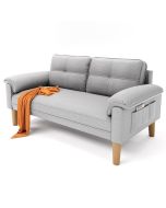 Sofá escandinavo de 2 plazas gris de tela 145x77x77 cm
