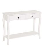 Mesa consola 100x33x75 cm tablero de mdf y madera de pino color blanco