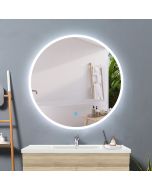 Aica espejo redondo de baño LED 80cm,antivaho,interruptor táctil