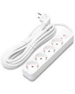 Aigostar regleta 4 enchufes, alargador 5m con interruptor, blanco