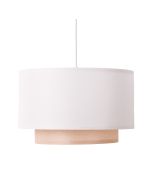 Lámpara coLGante techo con pantalla textil blanco y ratan ø 40 cm -E27