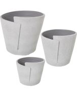 Set 3 maceteros ceramica blanco, gris arena