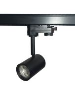Foco LED negro orientable 8w, carril trifásico, dimable, luz cálida 2700k