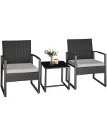 Tectake conjunto ratán, mesa acero, para 2 personas, gris claro/negro