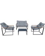 Muebles de jardín "jules" - 4 plazas - gris/negro