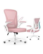 Silla de oficina con reposabrazos ajustables, rosa