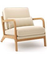 Sillón escandinavo de lino beige - 1 ud - 65x82x75 cm