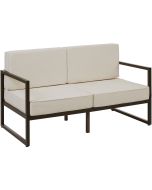 Sofá de jardín para 2 personas con acolchado xxl, marrón/beige