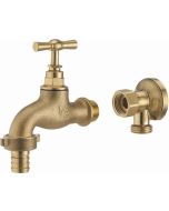 Kit grifo exterior latón bruto + aplique de pared tuerca giratoria 1/2 ø15