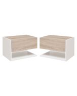Set 2 mesitas noche 46x30x30 cm bicolor Homcom