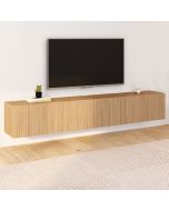 Mueble tv suspendido - 2 puertas - efecto lamas - 180 cm