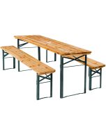 Tectake mesa y bancos plegables, soporte sombrilla, 170x46x78 cm, marrón