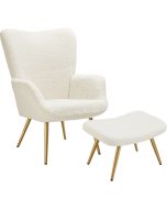 Sillón tapizado 72 x 76 x 100,5 cm bouclé crema/dorado