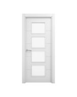 Puerta de Interior maciza lacada Lor blanca acristalada 72,5cm derecha con tapajuntas Geom