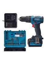Taladro percutor 18V con batería 4Ah Brushless + maletín 49 accesorios Erbauer