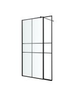 Mampara de ducha con panel Izza negro 90 cm y 30 cm
