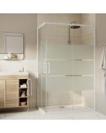 Mampara rectangular blanco con cristal serigrafiado 70x120cm Odalia