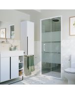 Panel plegable blanco con cristal serigrafiado 80cm Odalia