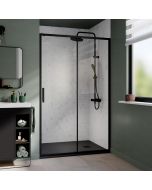 Panel corredero negro con cristal transparente 120cm Odalia