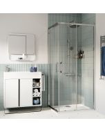 Mampara rectangular cromo con cristal transparente 70x90cm Odalia
