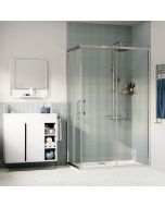 Mampara rectangular cromo con cristal transparente 70x120cm Odalia