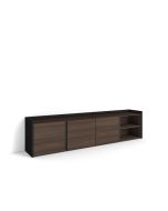 Mueble tv, 207x35x50cm, roble oscuro y negro rf4577