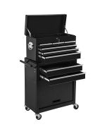 Tectake carro herramientas acero cajón extraíble cerradura rueda, negro