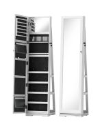 Armario de joyería 38x38x160 cm mdf, vidrio color blanco Homcom