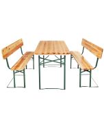 Tectake conjunto de mesa plegable de acero y madera y 2 bancos 170x69x77cm