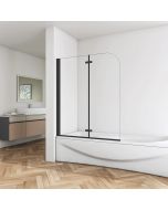 Aica mampara de bañera plegable,6mm,antical,negro mate,(980-1000)x1400mm