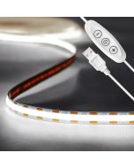 Tira LED 5v cob blanco frío 6000k. Usb + dimmer. Interior ip20, 8w/m 2m