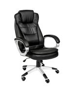 Tectake silla de oficina acolchada, altura ajustable 47 - 55 cm, negro