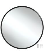 Espejo de pared redondo con resistente marco de aluminio ø60 cm, negro