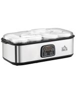 Yogurtera 36x18.8x14 cm pc, pp, acero inoxidable y vidrio color gris Homcom