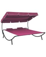 vidaXL tumbona de jardín con toldo y cojines rosa