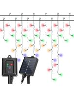 Aigostar cortina luces navidad para exterior solares, 3m+5m*0.6m