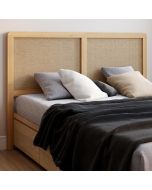 Cabecero de cama de rejilla de ratán en mdf y madera - 160 cm