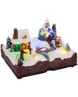 Pueblo navideño 23x18x15 cm resina multicolor Homcom, hogar - decoración