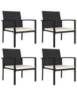 vidaXL sillas de comedor de jardín 4 unidades ratán sintético negro