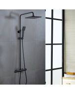 Kibath columna ducha termostática cuadrada de 83-120 cm negro mate de latón