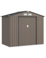Cobertizo de jardín 213x130x185 cm acero galvanizado color marrón Outsunny