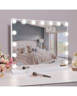 VANITII Espejo maquillaje con luz tocador pared blanco 58 x 46 cm