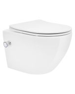 Wc cerámico suspendido con función bidé blanco brillante corto 49 cm