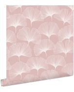 Estahome papel pintado hojas de ginkgo rosa suave 50 x 900 cm