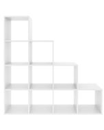 Estantería con 10 compartimentos abiertos y diseño de cubo blanco
