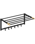 Toallero de pared 60x32.5x20 cm metal, bambú Homcom, hogar - baño