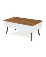 Mesa de centro flesen con tablero elevable blanco/nogal [en.casa]