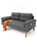 Sofá escandinavo de 2 plazas gris de tela - 145x77x77 cm